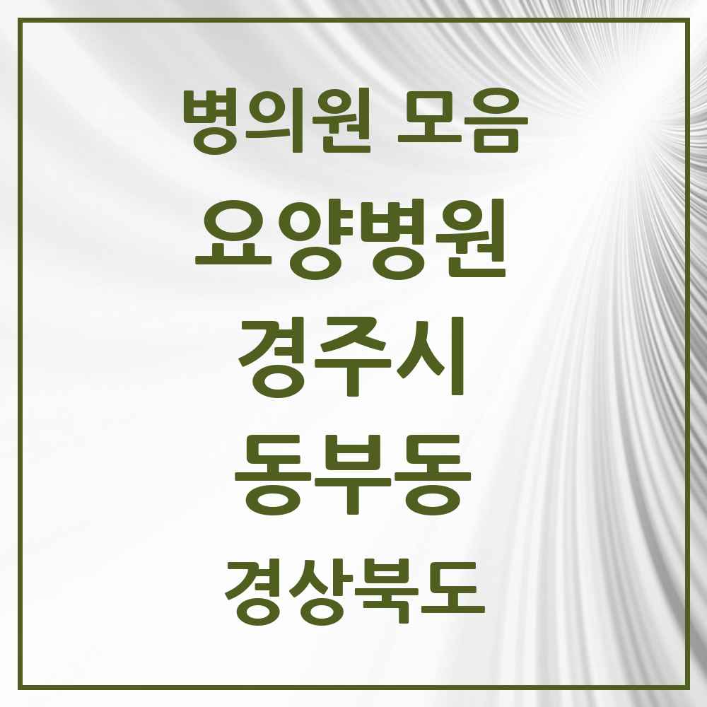 2025 동부동 요양병원 모음 1곳 | 경상북도 경주시 추천 리스트