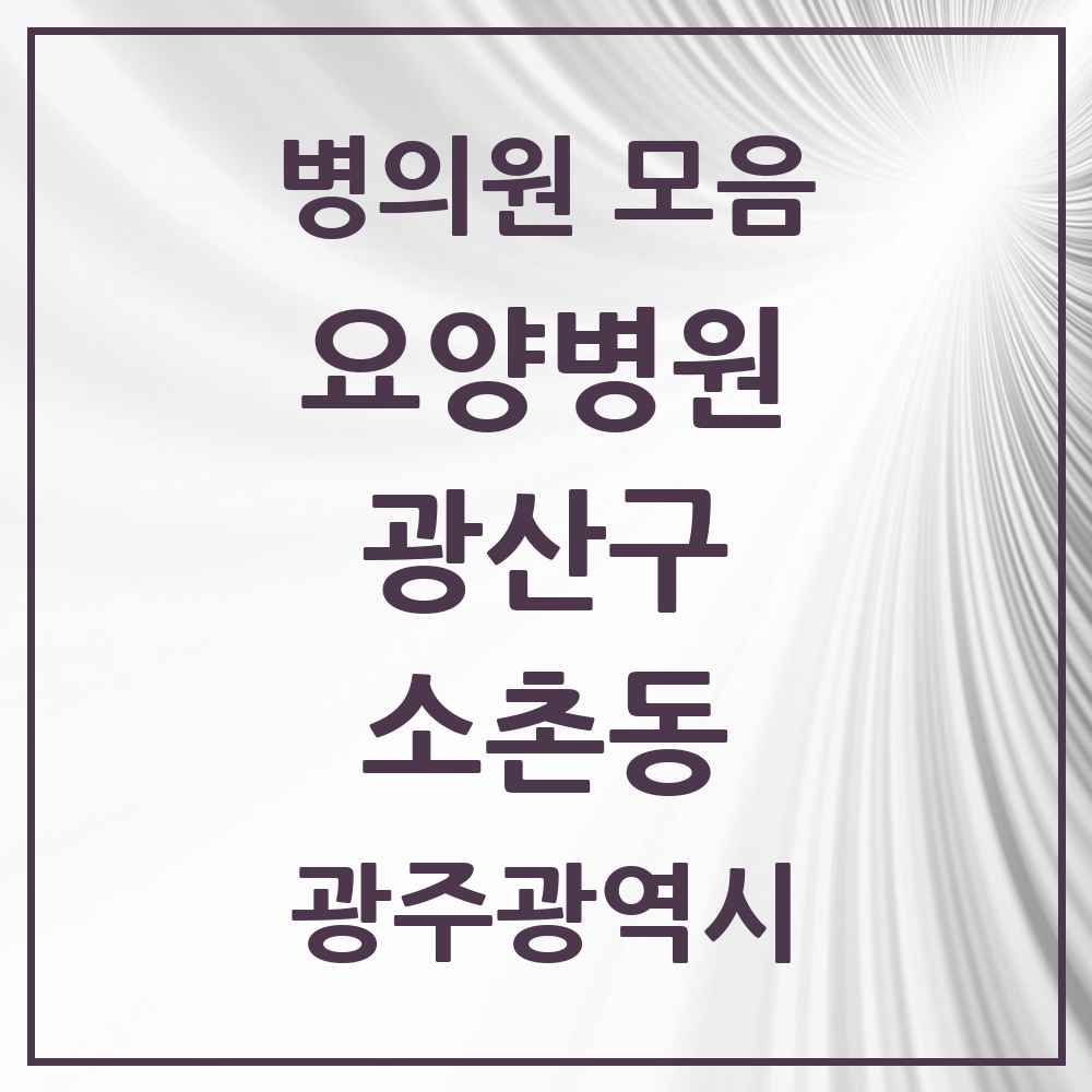 2025 소촌동 요양병원 모음 1곳 | 광주광역시 광산구 추천 리스트