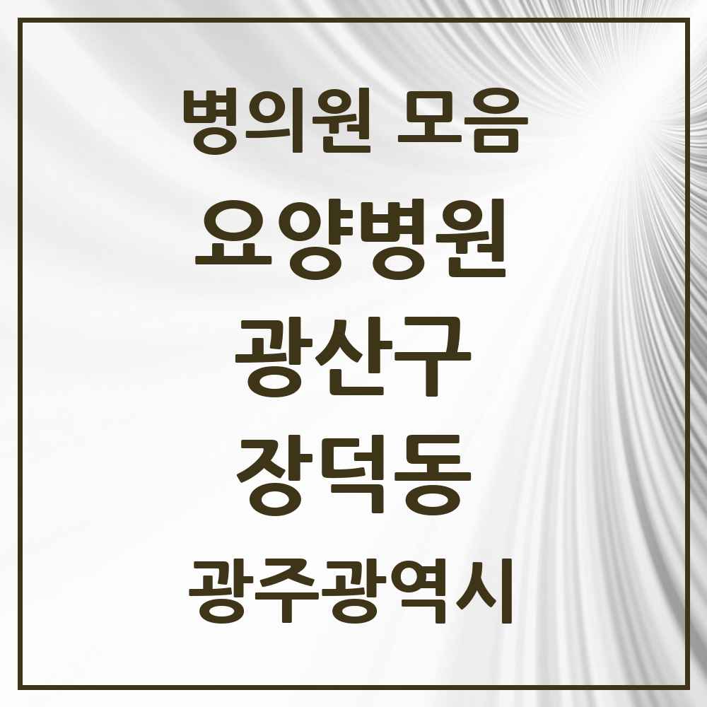 2025 장덕동 요양병원 모음 2곳 | 광주광역시 광산구 추천 리스트