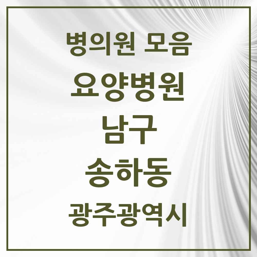 2025 송하동 요양병원 모음 3곳 | 광주광역시 남구 추천 리스트