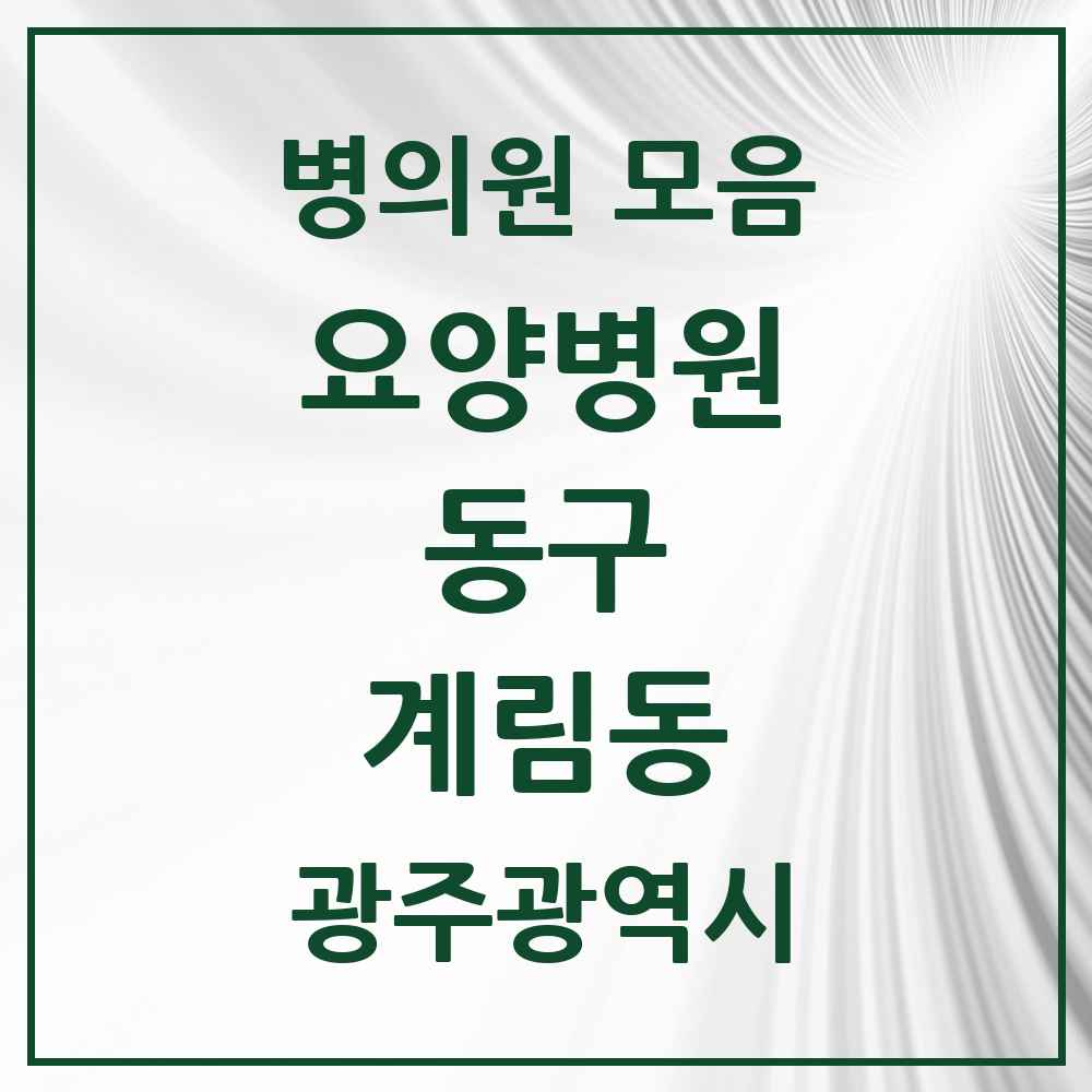 2025 계림동 요양병원 모음 2곳 | 광주광역시 동구 추천 리스트