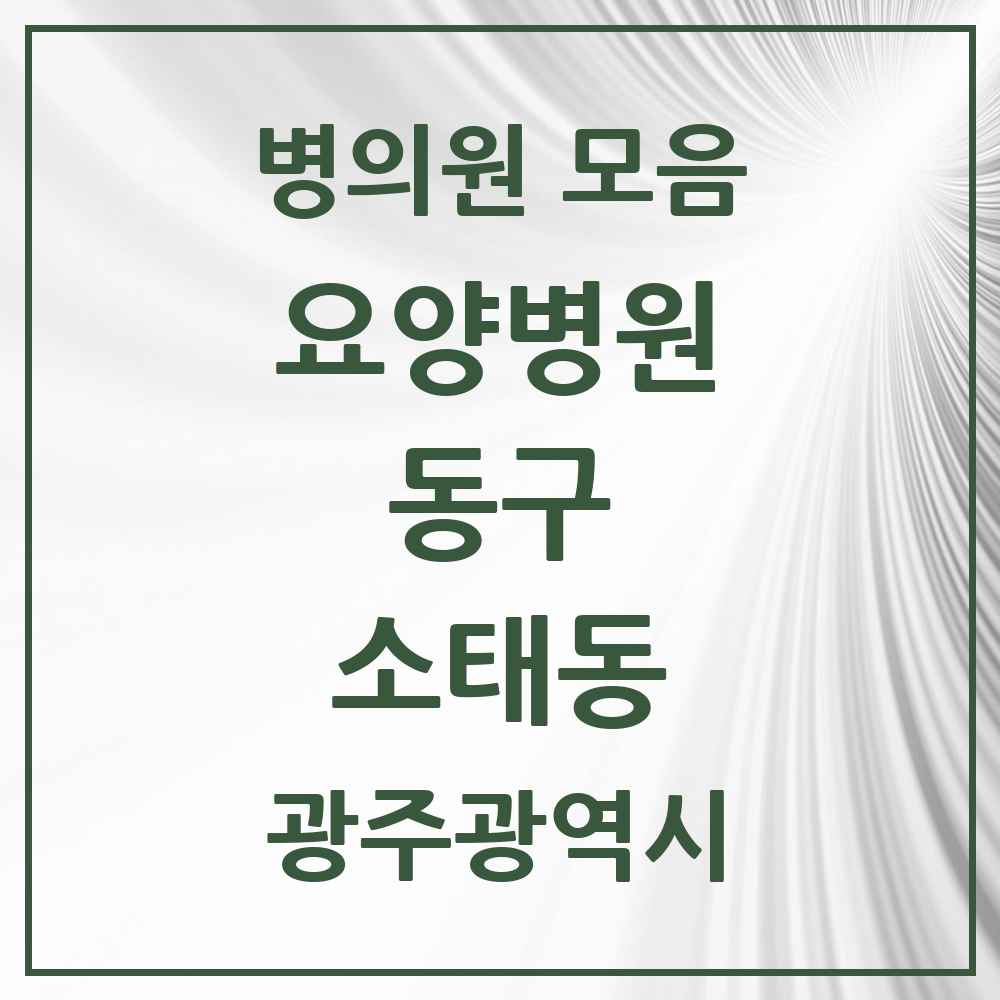 2025 소태동 요양병원 모음 1곳 | 광주광역시 동구 추천 리스트