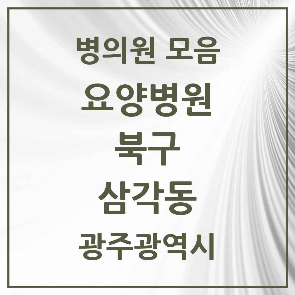 2025 삼각동 요양병원 모음 1곳 | 광주광역시 북구 추천 리스트