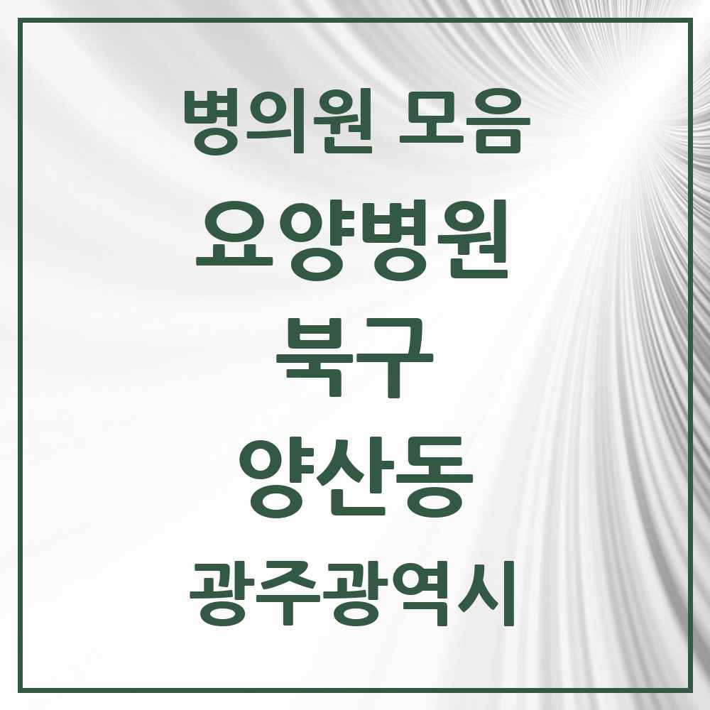 2025 양산동 요양병원 모음 1곳 | 광주광역시 북구 추천 리스트