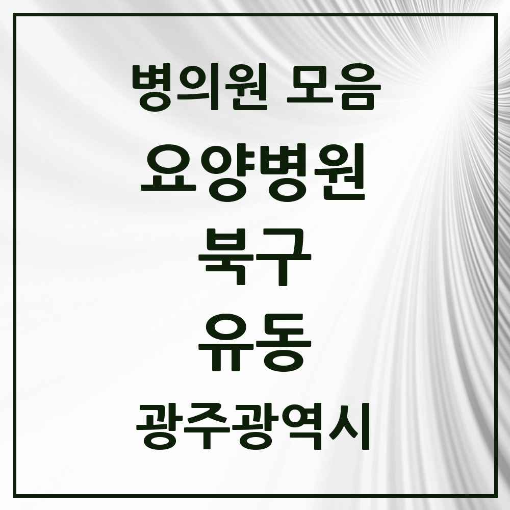 2025 유동 요양병원 모음 2곳 | 광주광역시 북구 추천 리스트