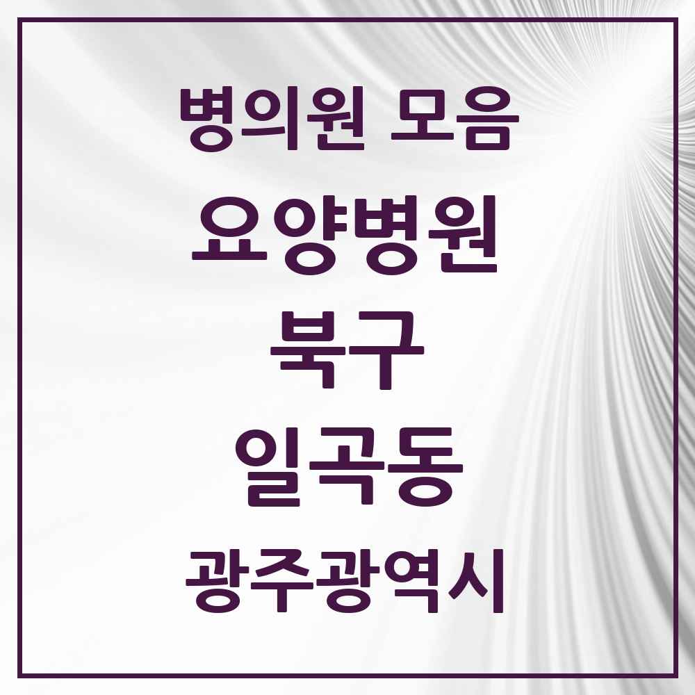 2025 일곡동 요양병원 모음 2곳 | 광주광역시 북구 추천 리스트