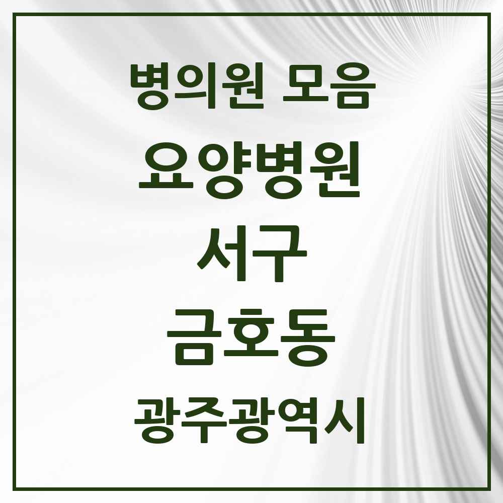 2025 금호동 요양병원 모음 1곳 | 광주광역시 서구 추천 리스트