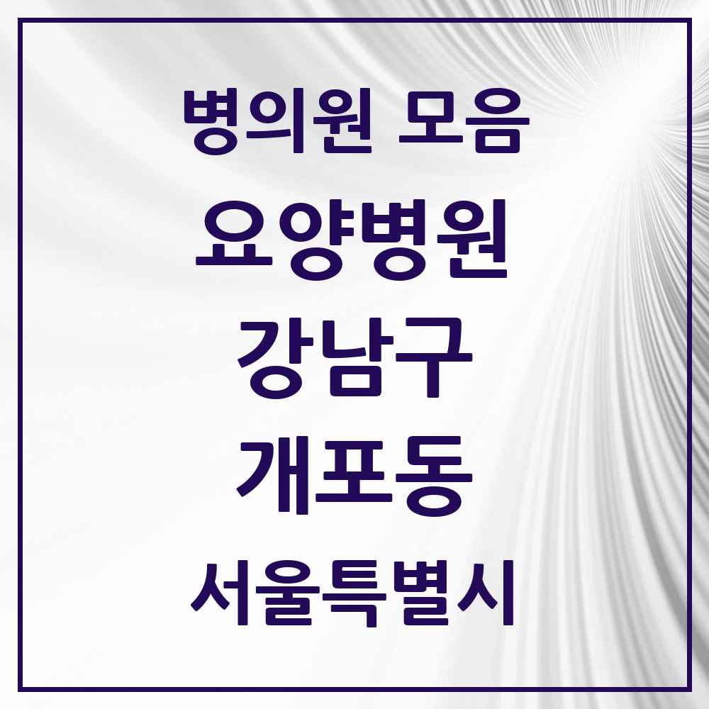 2025 서울특별시 강남구 개포동 요양병원 목록 1곳