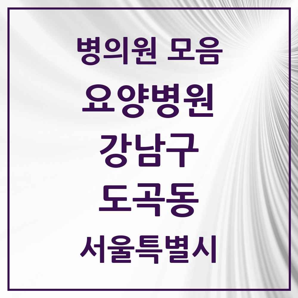 2025 서울특별시 강남구 도곡동 요양병원 목록 1곳
