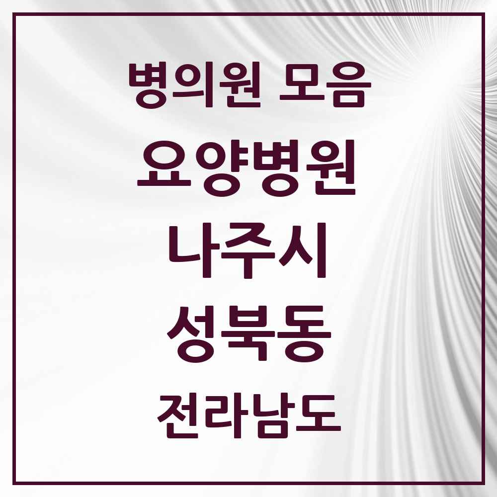 2025 전라남도 나주시 성북동 요양병원 목록 1곳