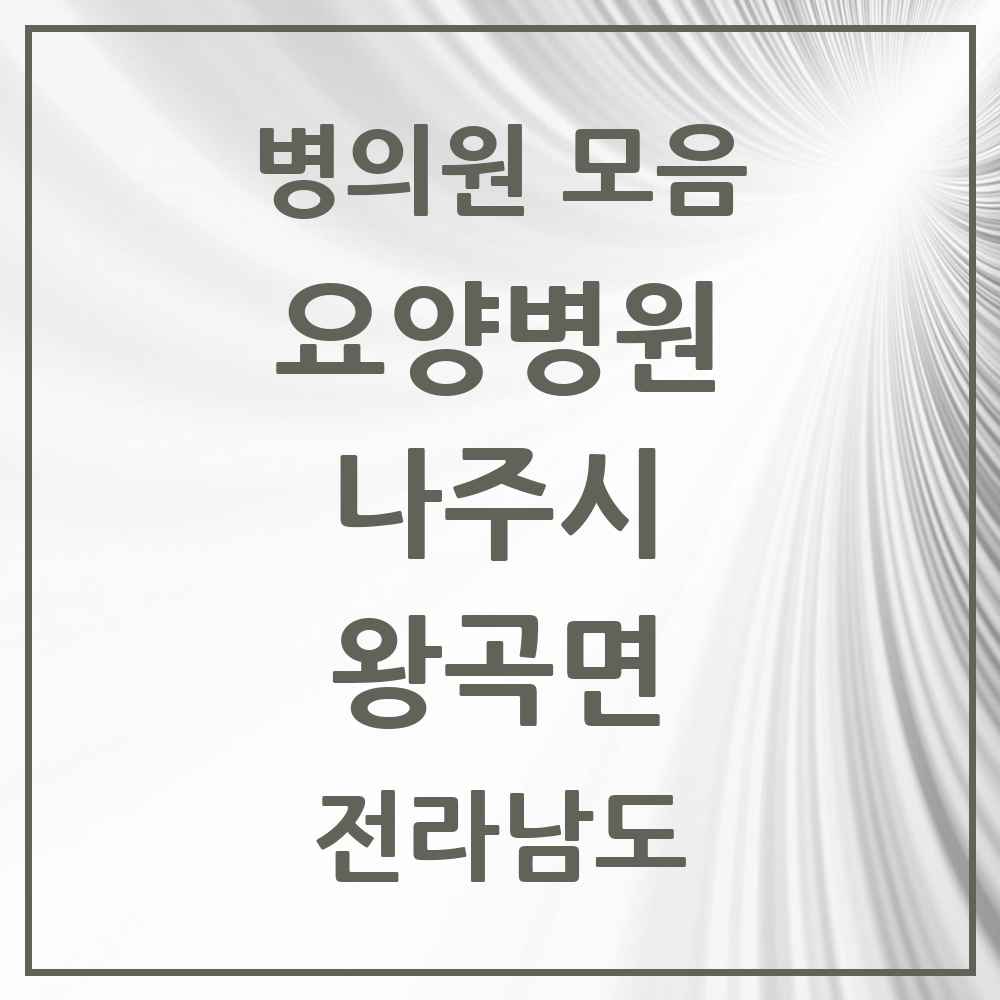 2025 전라남도 나주시 왕곡면 요양병원 목록 1곳