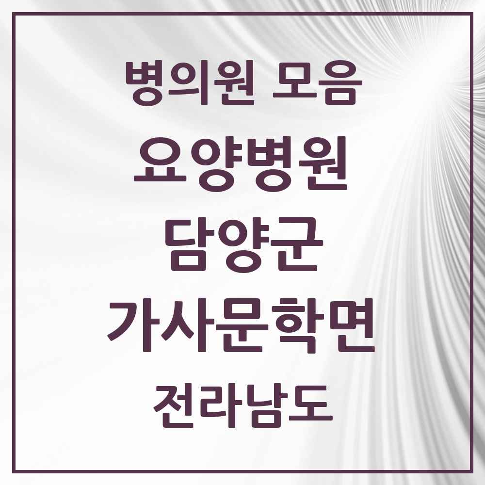 2025 전라남도 담양군 가사문학면 요양병원 목록 1곳