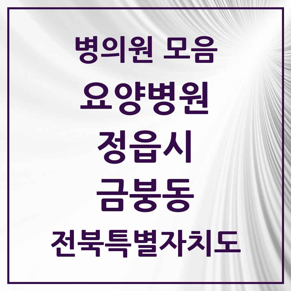 2025 전북특별자치도 정읍시 금붕동 요양병원 목록 1곳