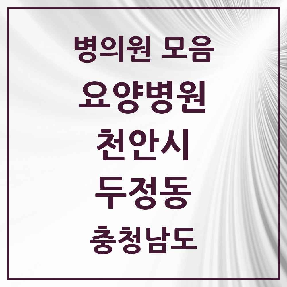 2025 충청남도 천안시 두정동 요양병원 목록 1곳