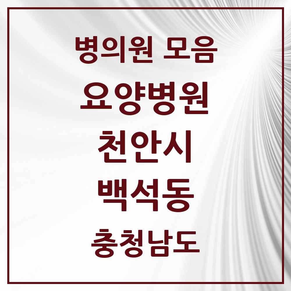 2025 충청남도 천안시 백석동 요양병원 목록 2곳
