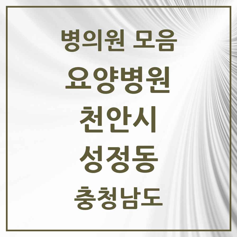 2025 충청남도 천안시 성정동 요양병원 목록 1곳