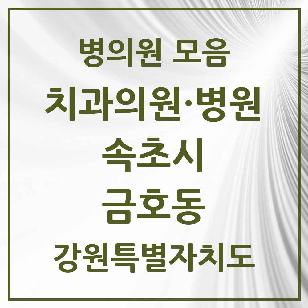 2025 강원특별자치도 속초시 금호동 치과 목록 4곳