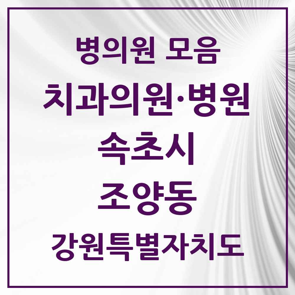 2025 강원특별자치도 속초시 조양동 치과 목록 8곳