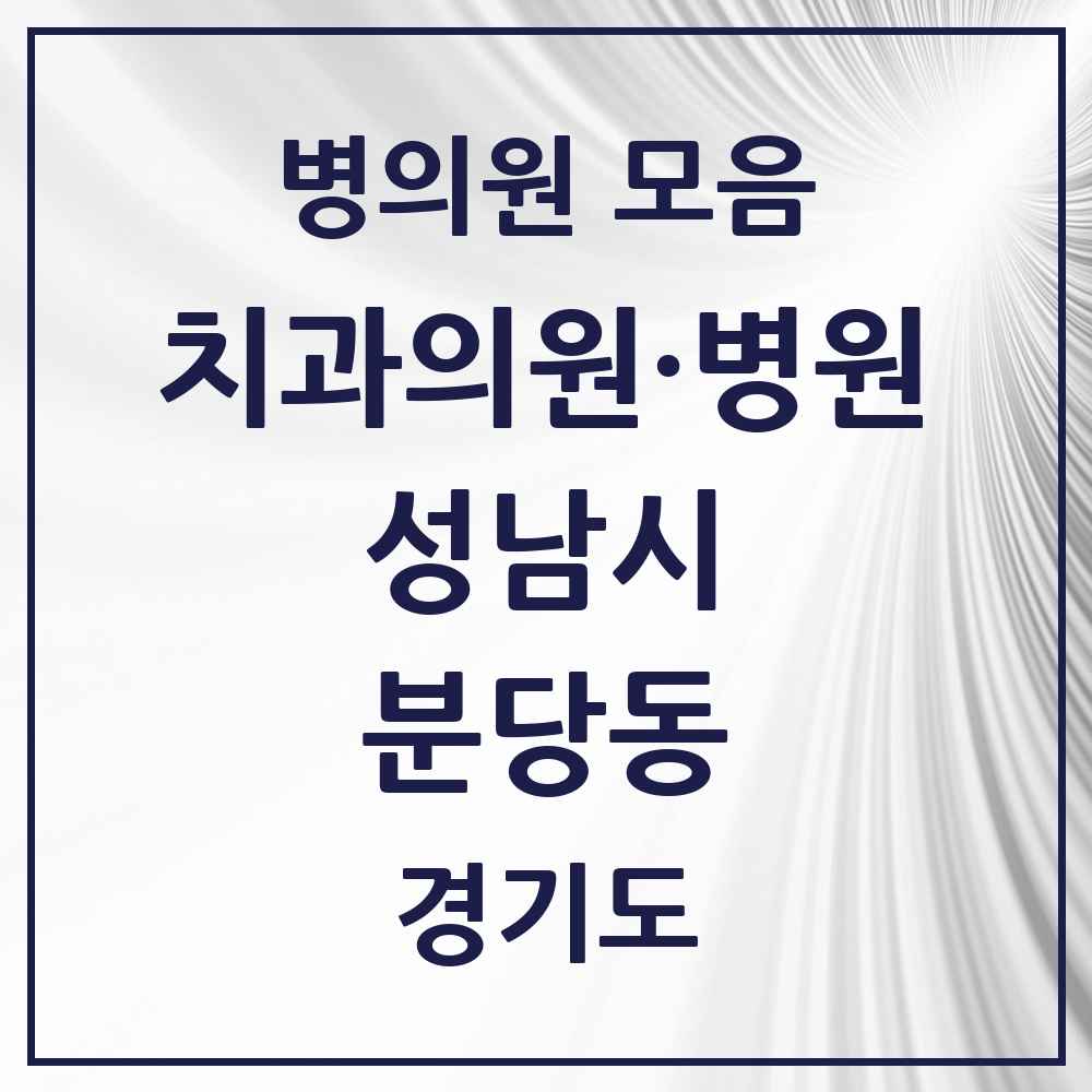 2025 경기도 성남시 분당동 치과 목록 3곳