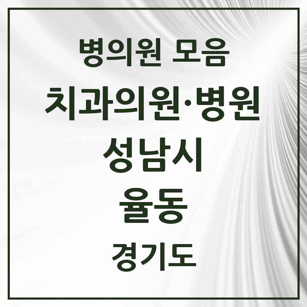 2025 경기도 성남시 율동 치과 목록 2곳