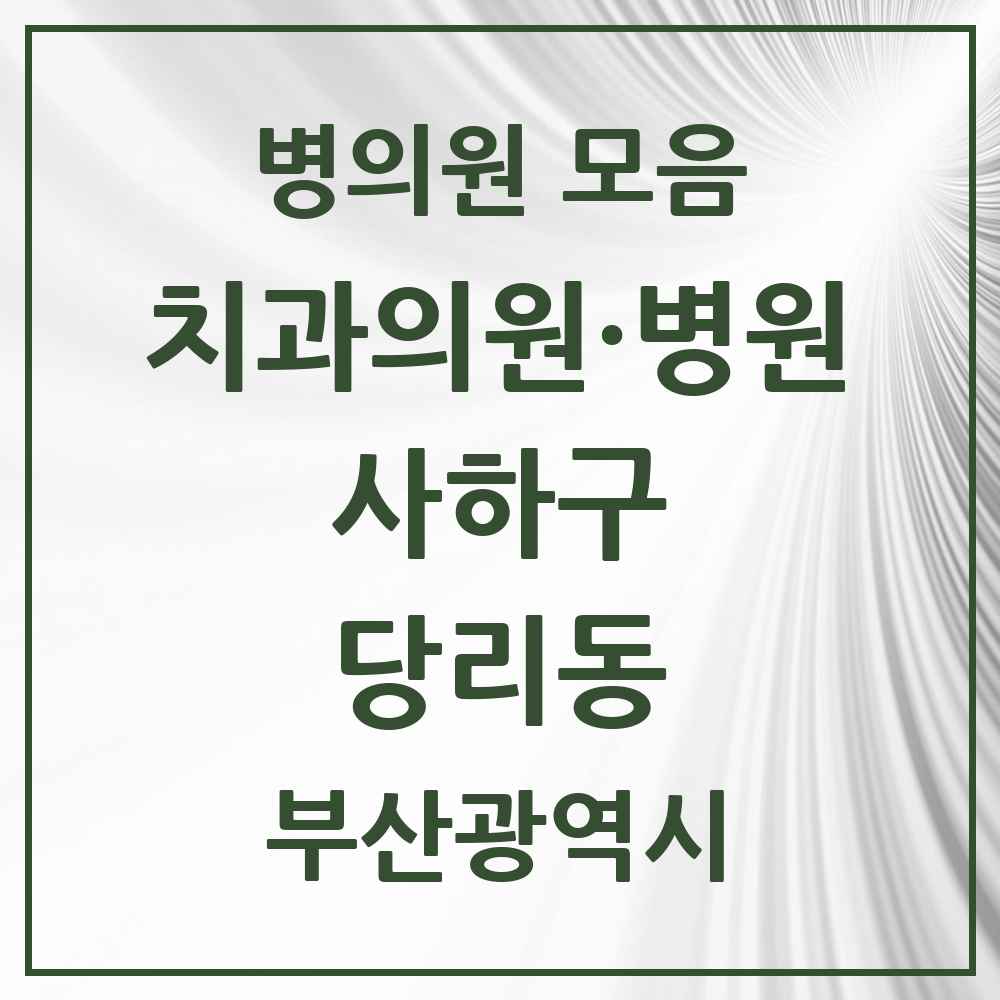 2025 부산광역시 사하구 당리동 치과 목록 13곳