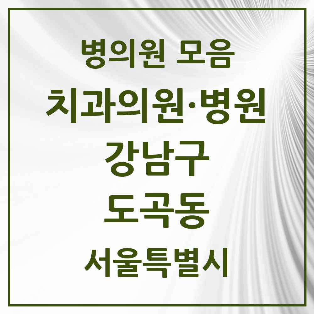 2025 서울특별시 강남구 도곡동 치과 목록 33곳
