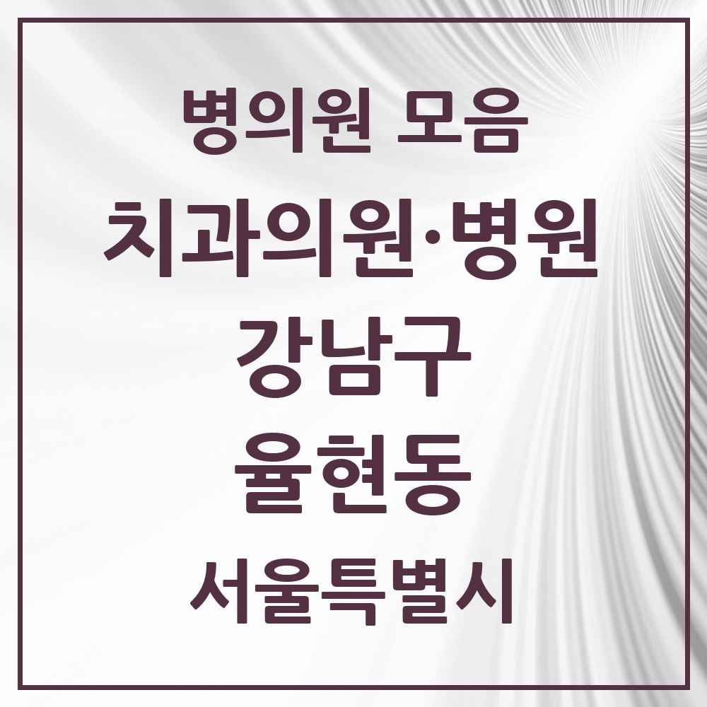 2025 서울특별시 강남구 율현동 치과 목록 2곳
