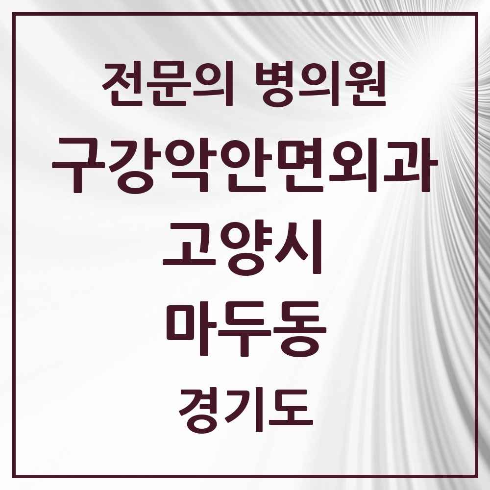 2025 경기도 고양시 마두동 구강악안면외과 전문의 치과 목록 24곳