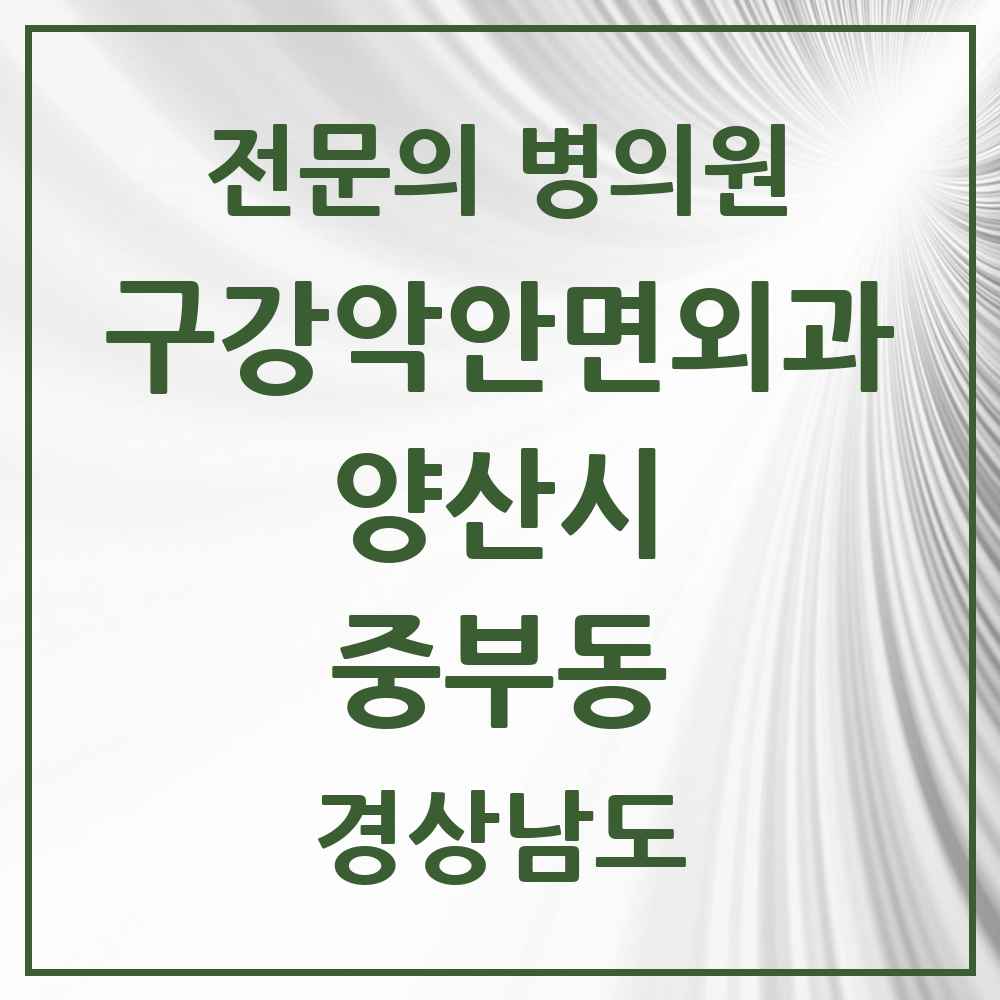 2025 경상남도 양산시 중부동 구강악안면외과 전문의 치과 목록 11곳