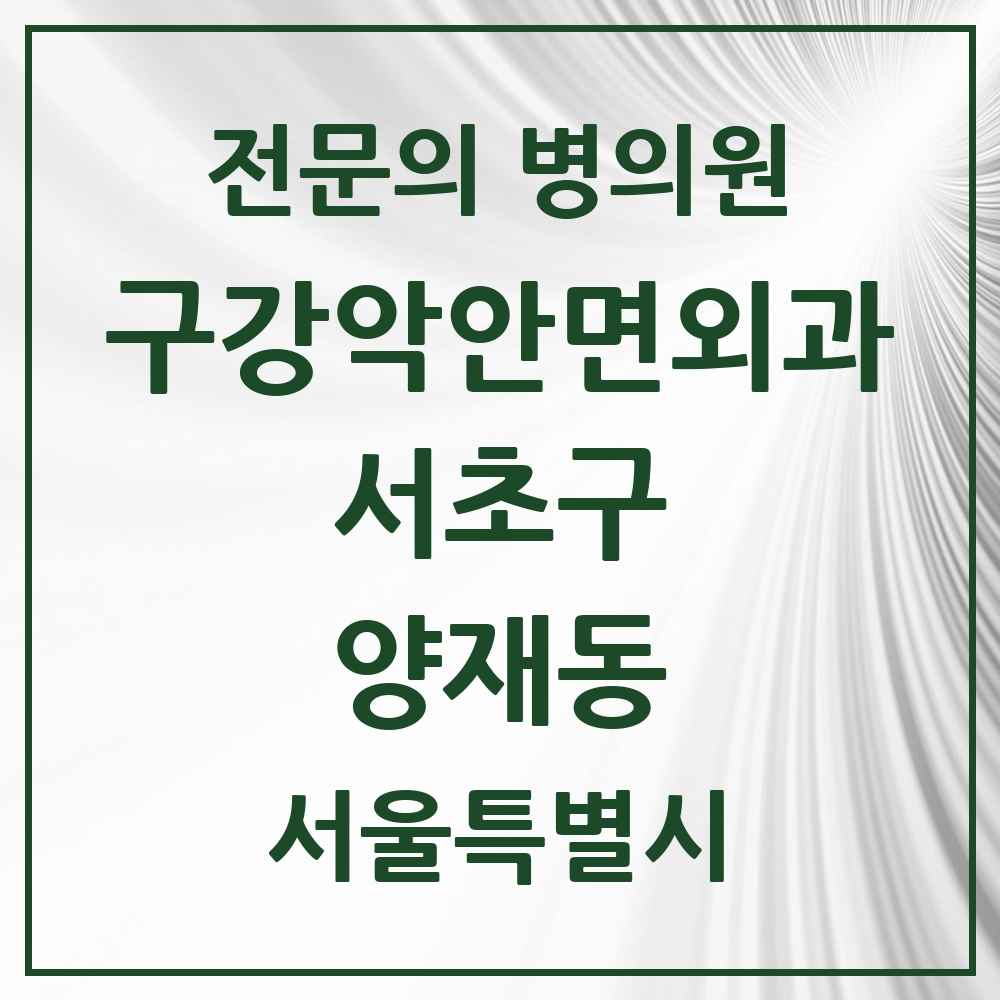 2025 서울특별시 서초구 양재동 구강악안면외과 전문의 치과 목록 26곳