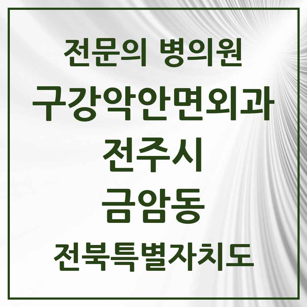 2025 전북특별자치도 전주시 금암동 구강악안면외과 전문의 치과 목록 14곳