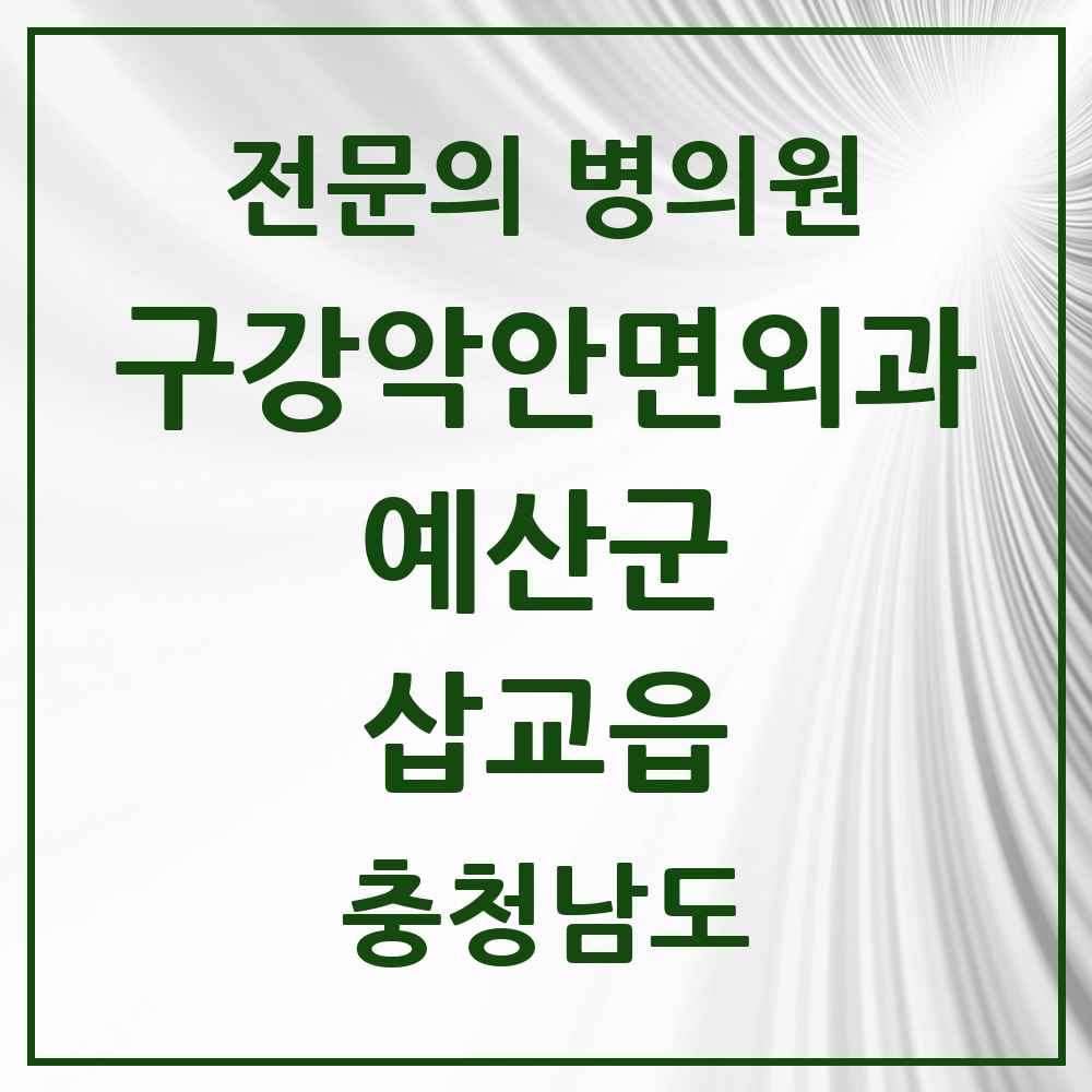 2025 충청남도 예산군 삽교읍 구강악안면외과 전문의 치과 목록 2곳