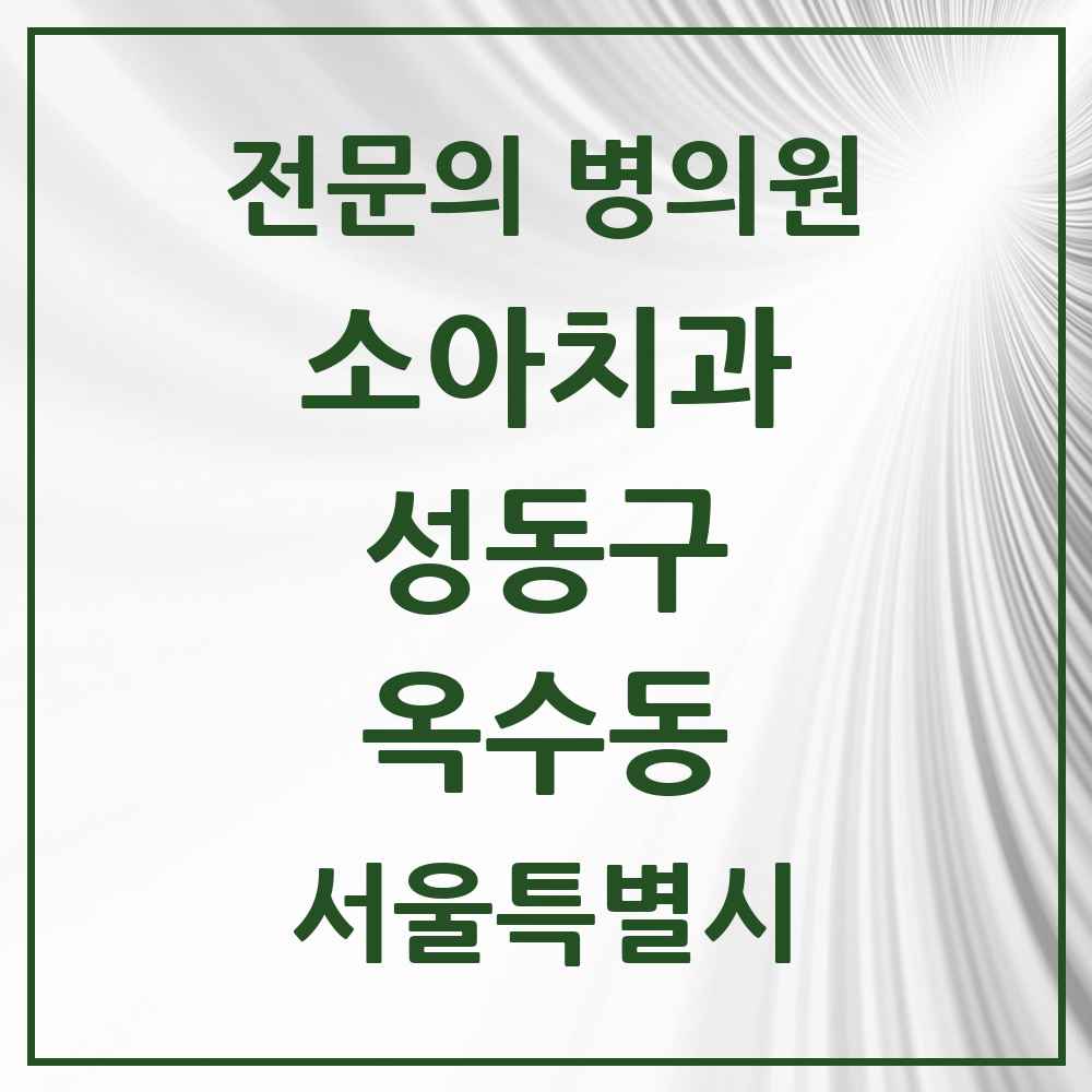 2025 서울특별시 성동구 옥수동 소아치과 전문의 치과 목록 4곳