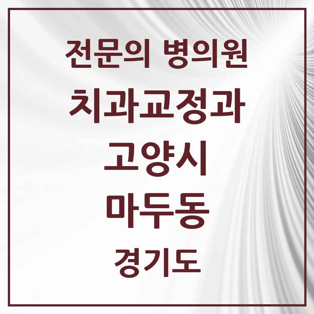 2025 경기도 고양시 마두동 치과교정과 전문의 치과 목록 22곳