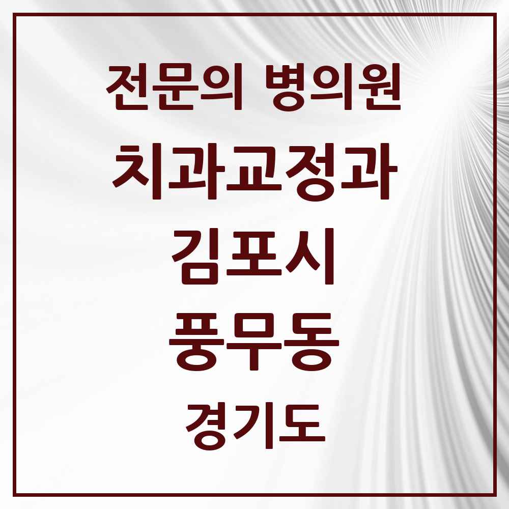 2025 경기도 김포시 풍무동 치과교정과 전문의 치과 목록 9곳