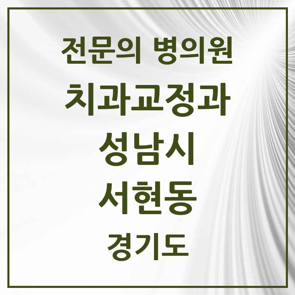 2025 경기도 성남시 서현동 치과교정과 전문의 치과 목록 44곳