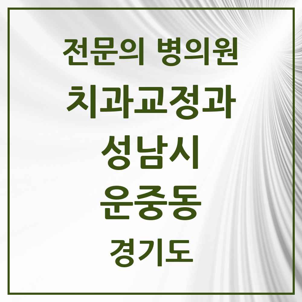 2025 경기도 성남시 운중동 치과교정과 전문의 치과 목록 44곳
