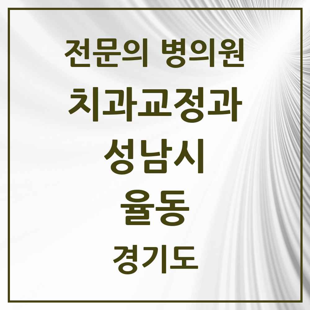 2025 경기도 성남시 율동 치과교정과 전문의 치과 목록 44곳