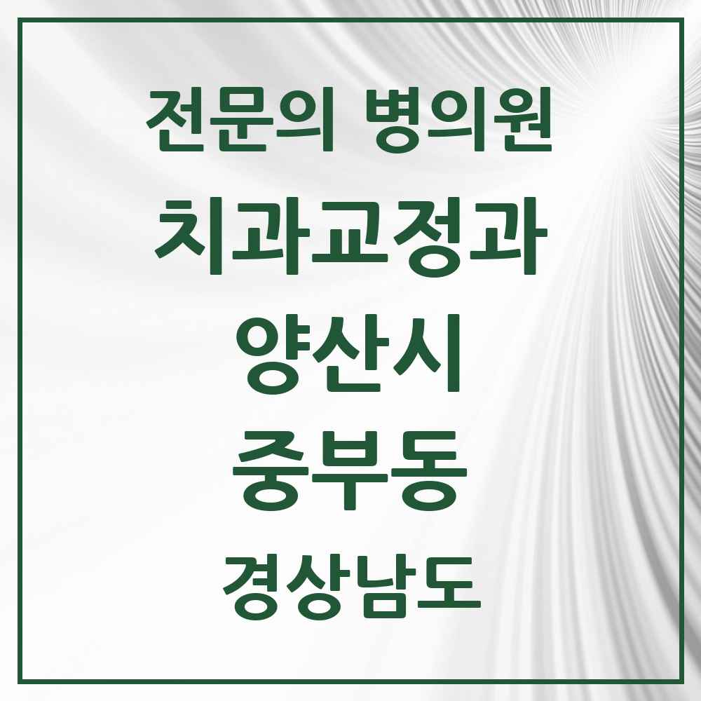 2025 경상남도 양산시 중부동 치과교정과 전문의 치과 목록 4곳