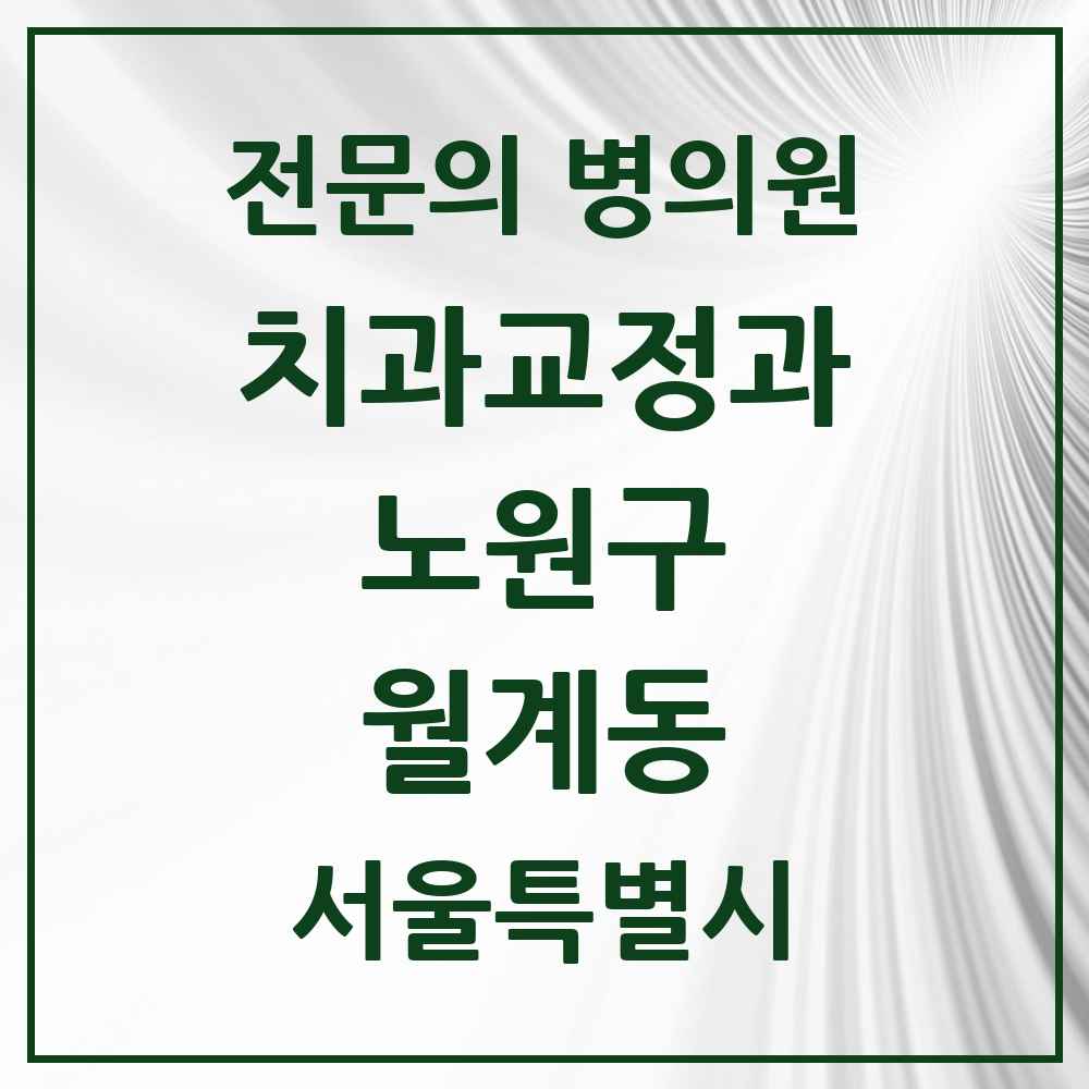 2025 서울특별시 노원구 월계동 치과교정과 전문의 치과 목록 15곳