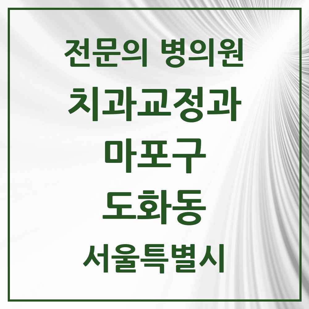 2025 서울특별시 마포구 도화동 치과교정과 전문의 치과 목록 14곳