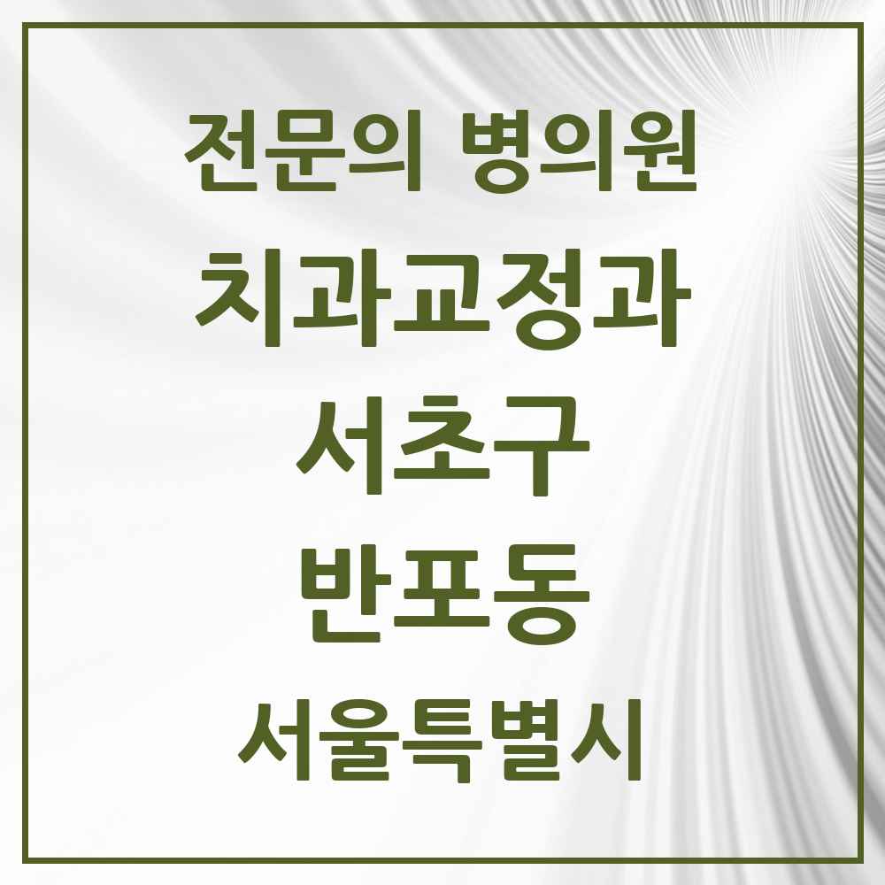 2025 서울특별시 서초구 반포동 치과교정과 전문의 치과 목록 30곳