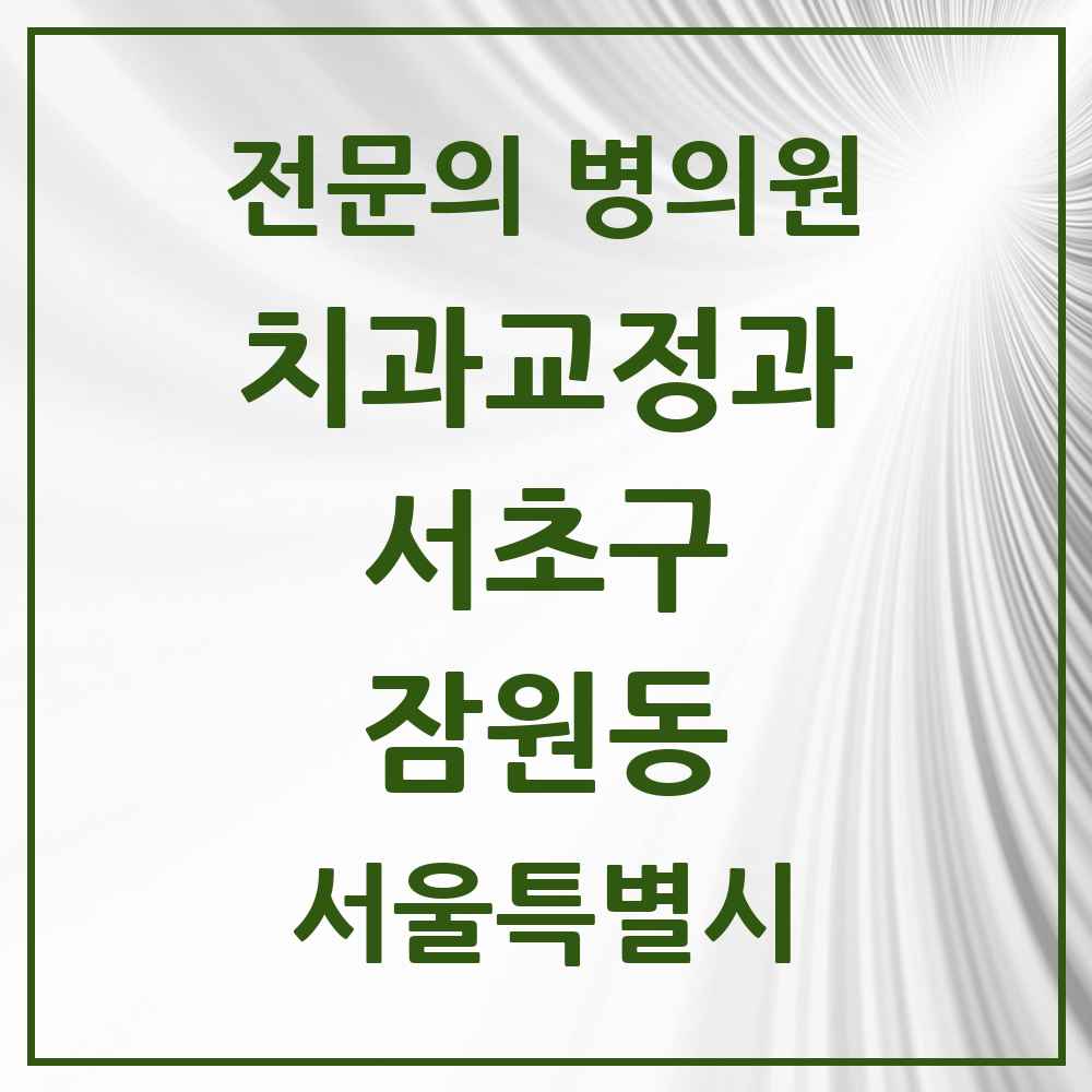 2025 서울특별시 서초구 잠원동 치과교정과 전문의 치과 목록 29곳