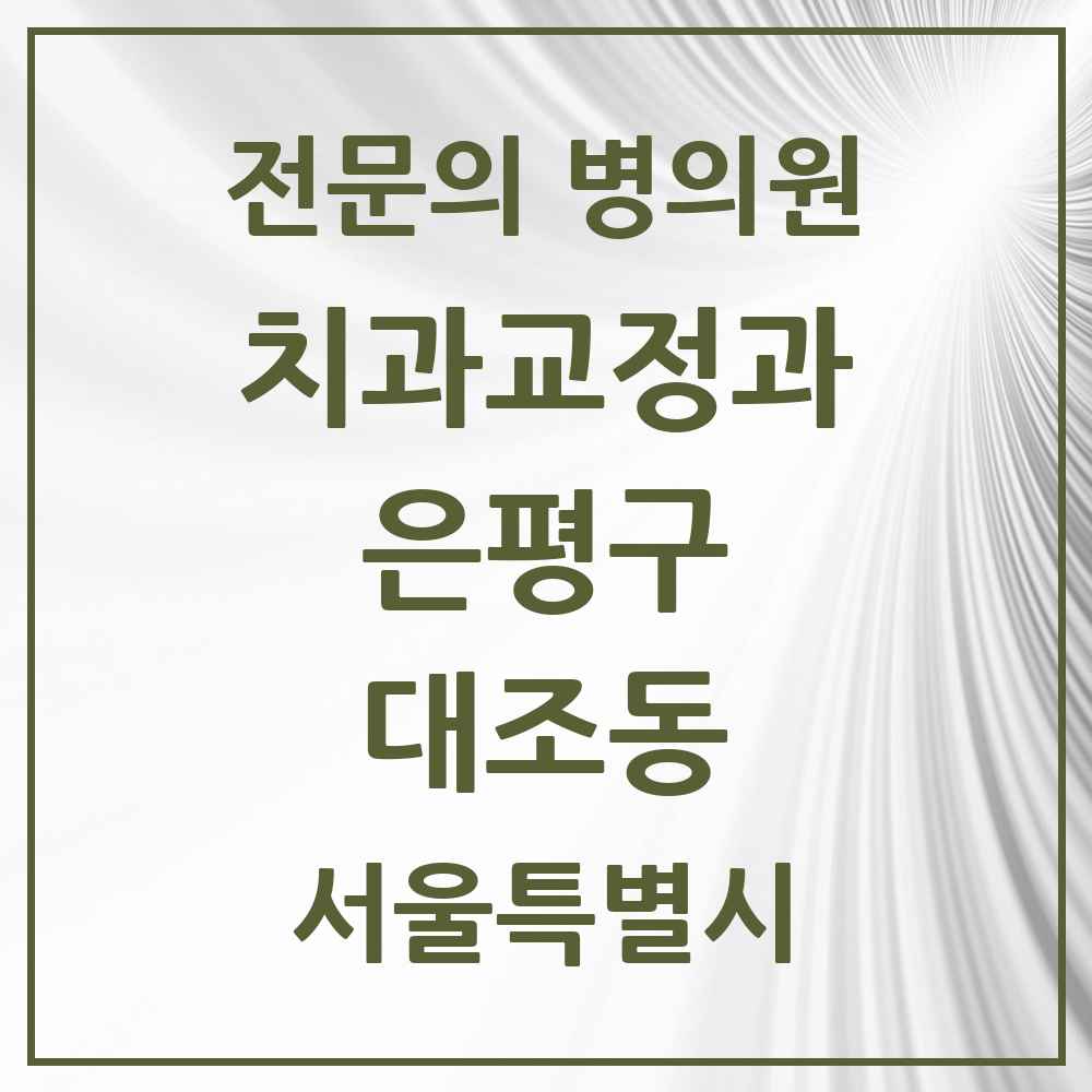 2025 서울특별시 은평구 대조동 치과교정과 전문의 치과 목록 6곳