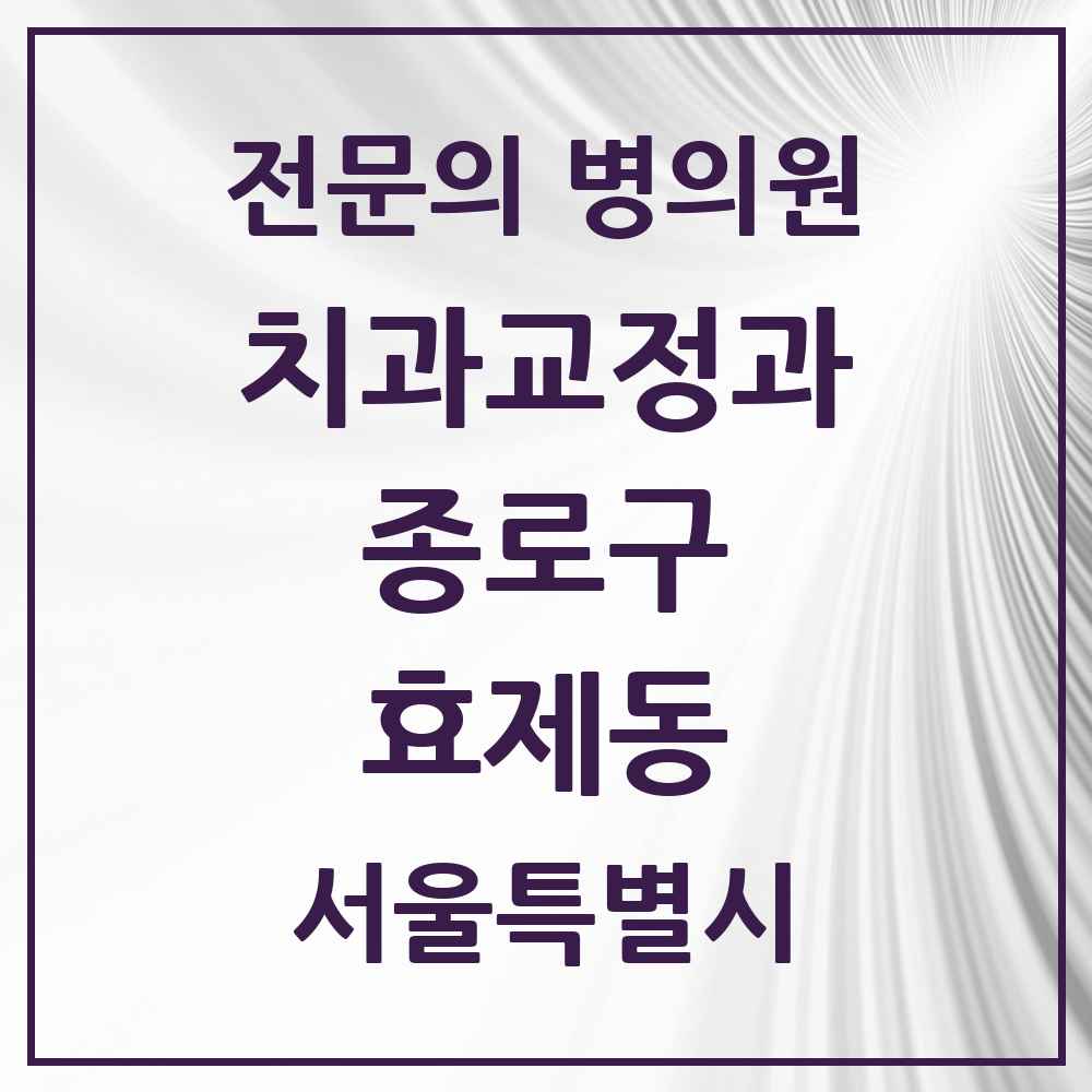 2025 서울특별시 종로구 효제동 치과교정과 전문의 치과 목록 8곳