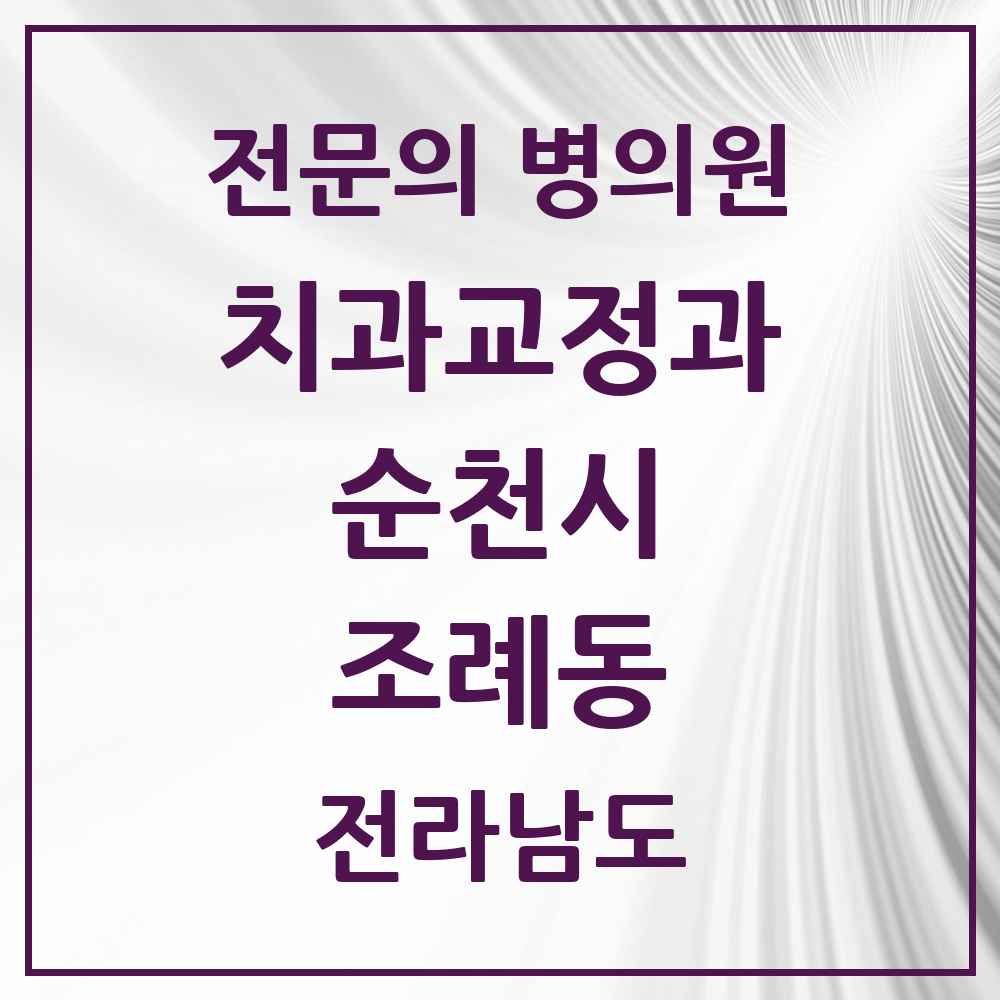 2025 전라남도 순천시 조례동 치과교정과 전문의 치과 목록 2곳