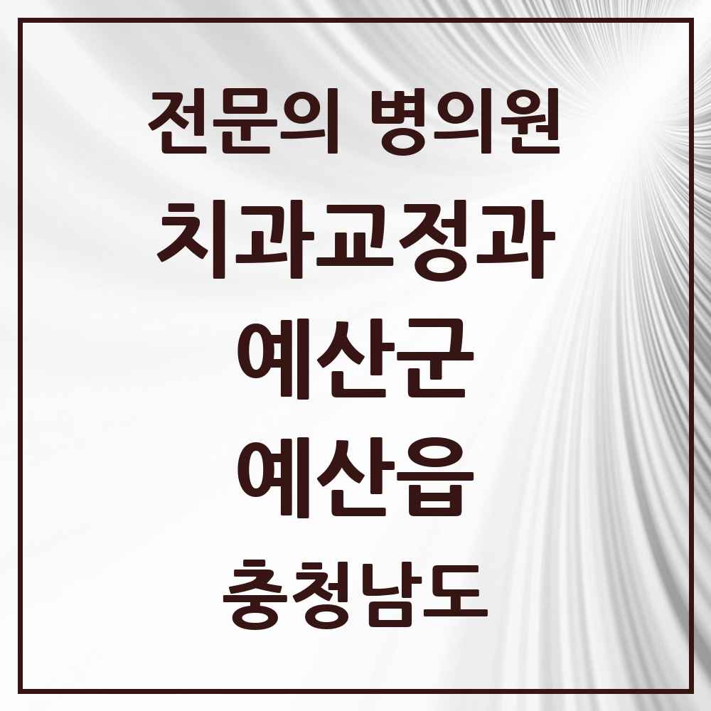 2025 충청남도 예산군 예산읍 치과교정과 전문의 치과 목록 1곳