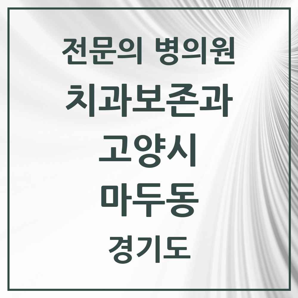 2025 경기도 고양시 마두동 치과보존과 전문의 치과 목록 19곳