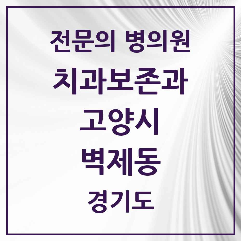 2025 경기도 고양시 벽제동 치과보존과 전문의 치과 목록 19곳