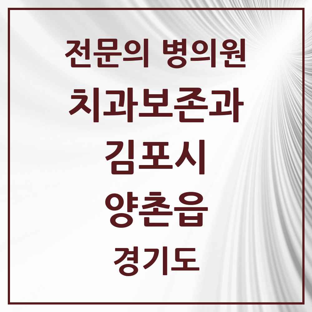 2025 경기도 김포시 양촌읍 치과보존과 전문의 치과 목록 4곳